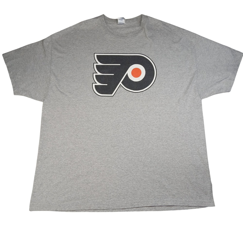 Philadelphia Flyers NHL Mens 4XL Tall Gray Graphic T-Shirt Short Sleeve Logo Tee